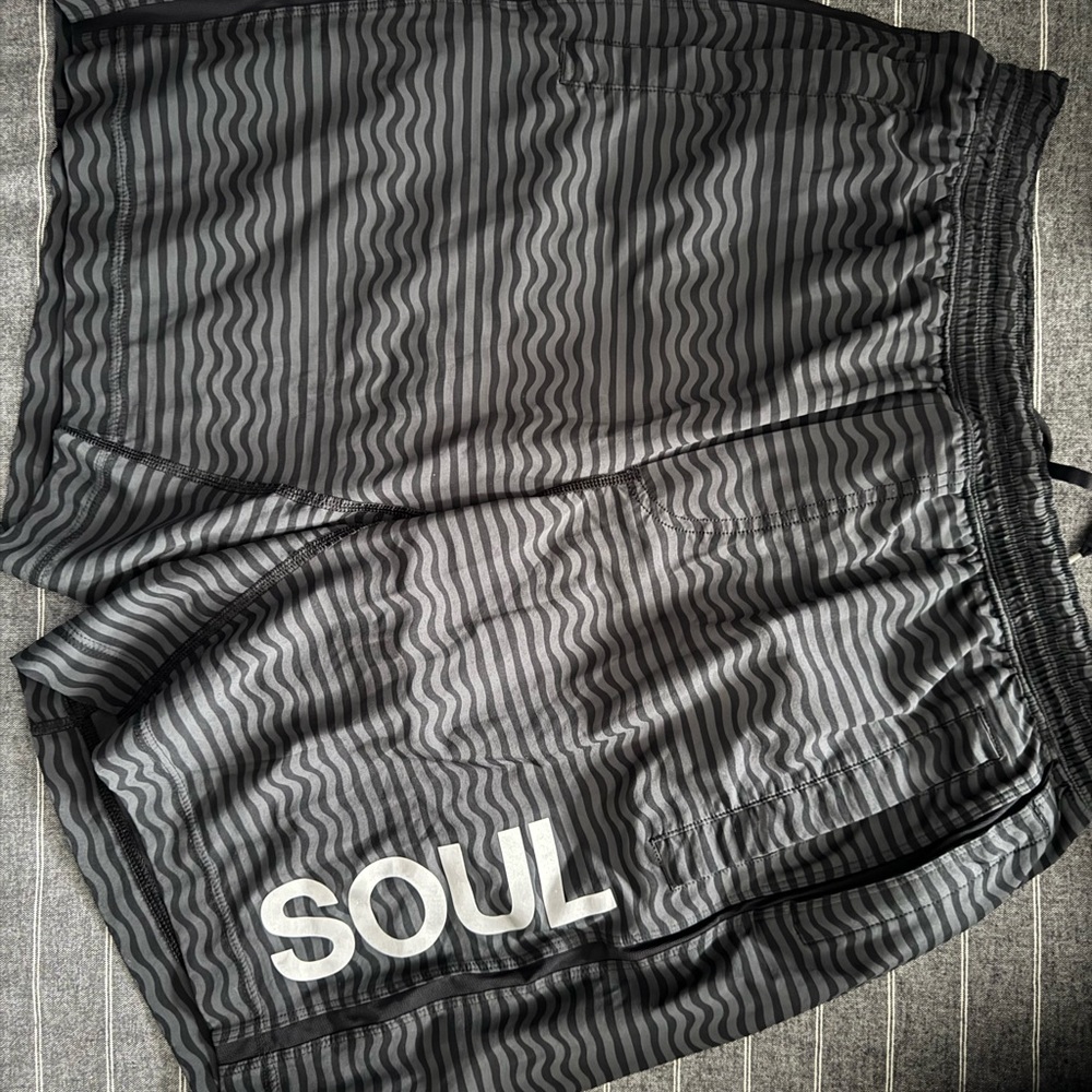 SoulCycle branded lululemon pace breaker Black and grey striped Men's Shorts
